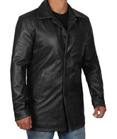 Supernatural Tan Brown 3/4 Long Length Lambskin Leather Overcoat for Men